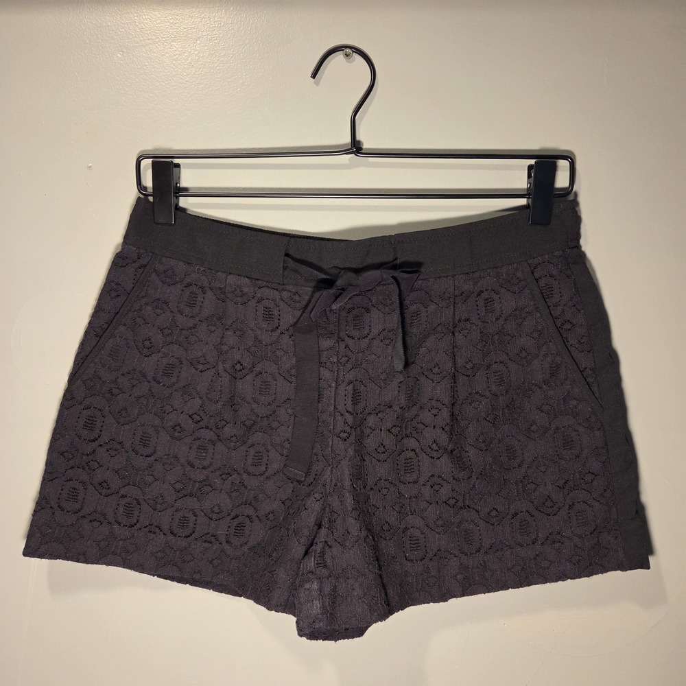 Ann Taylor Loft Lace Overlay Shorts Pockets Drawstring, Women's Size 2, Black